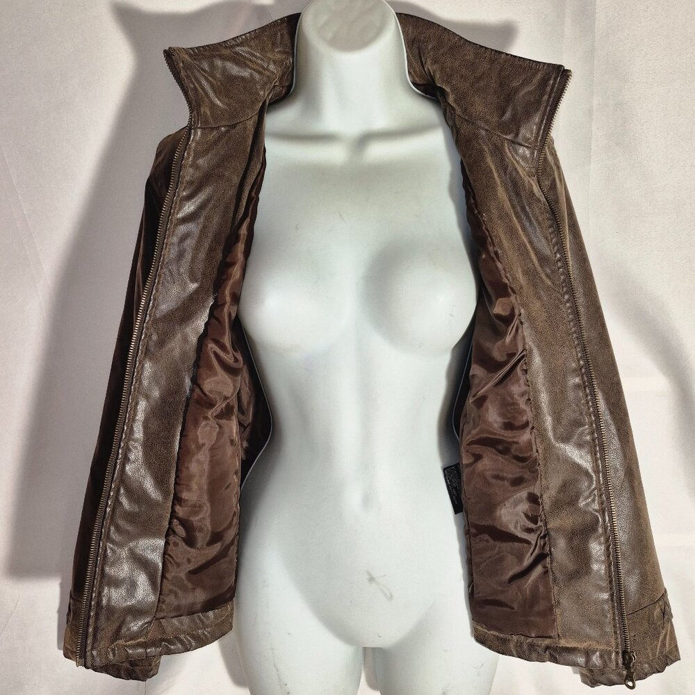 KC Collections dark brown faux leather jacket in size Medium - Picture 10 of 16